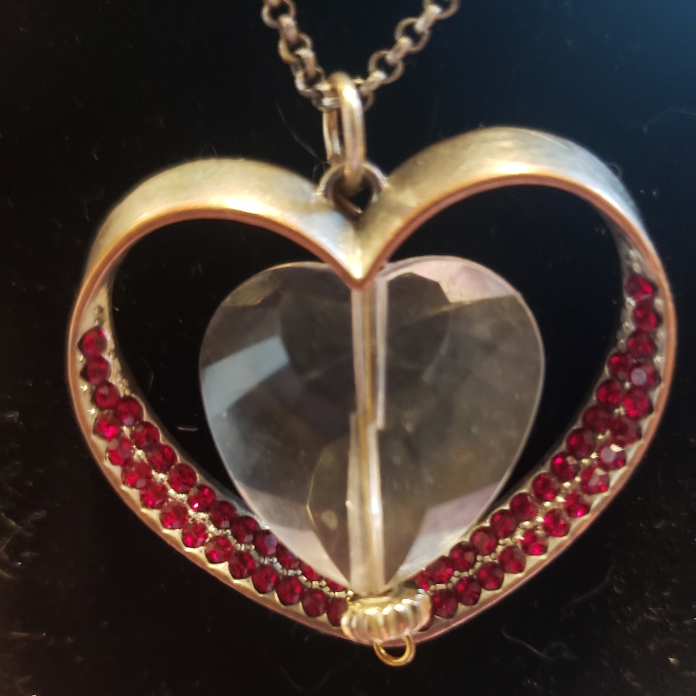 Valentine's silver red crystal clear crystal  necklace with  gift box